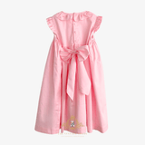 Girls Smocked Dress Rose Embroidery Pink