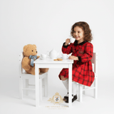 Girls Long Sleeve Embroidered Smocked Dress Plaid