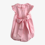 Girls Smocked Romper Bubble Rose Embroidery Pink