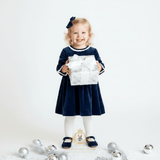 Girls Plush Velvet Embroidered Smocked Dress Royal Blue