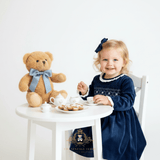 Girls Plush Velvet Embroidered Smocked Dress Royal Blue