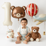 Kids First Birthday Party Balloons Set Bear & Airplane