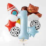 Kids First Birthday Party Balloons Set Space Cowboy