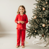 Girls Christmas Pajamas Set 2-Piece Long Sleeve Top & Long Pants Red