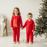 Boys Christmas Pajamas Set 2-Piece Long Sleeve Top & Long Pants Red