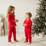 Boys Christmas Pajamas Set 2-Piece Long Sleeve Top & Long Pants Red
