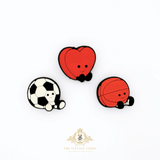 Kids Shoes Charms for Crocs Style Clogs Slip-ons Sports Soccer Heart Basketball