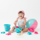 Girls One-Piece Swimsuit & Cap Set Pink Flamingos