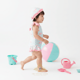 Girls One-Piece Swimsuit & Cap Set Pink Flamingos