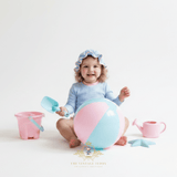 Girls One-Piece Swimsuit & Bonnet Set Pink & Blue