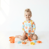 Girls One-Piece Long Sleeve Swimsuit Flower Power