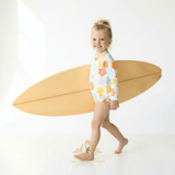 Girls One-Piece Long Sleeve Swimsuit Flower Power