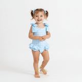 Girls One-Piece Swimsuit Gingham Blue