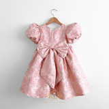 Girls Fine Jacquard Celebration Dress Floral Pink & Gold