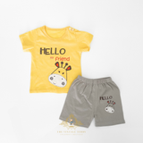 Boys T-Shirt & Shorts 2-Piece Matching Set Hello my Friend, Giraffe