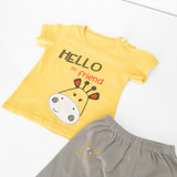Boys T-Shirt & Shorts 2-Piece Matching Set Hello my Friend, Giraffe
