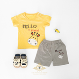 Boys T-Shirt & Shorts 2-Piece Matching Set Hello my Friend, Giraffe