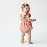 Girls Linen Ruffled Romper Bubble Baby & Toddlers Bohemian Blush