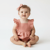 Girls Linen Ruffled Romper Bubble Baby & Toddlers Bohemian Blush