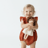 Girls Linen Ruffled Romper Bubble Baby & Toddlers Bohemian Terra Cotta
