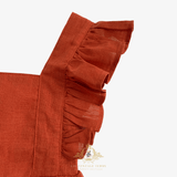 Girls Linen Ruffled Romper Bubble Baby & Toddlers Bohemian Terra Cotta