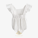 Girls Linen Ruffled Romper Bubble Baby & Toddlers Bohemian White