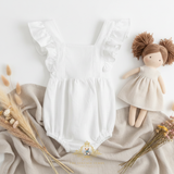 Girls Linen Ruffled Romper Bubble Baby & Toddlers Bohemian White
