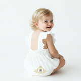 Girls Linen Ruffled Romper Bubble Baby & Toddlers Bohemian White
