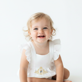 Girls Linen Ruffled Romper Bubble Baby & Toddlers Bohemian White