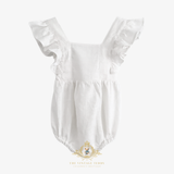 Girls Linen Ruffled Romper Bubble Baby & Toddlers Bohemian White