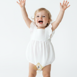 Girls Linen Ruffled Romper Bubble Baby & Toddlers Bohemian White
