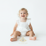 Girls Linen Ruffled Romper Bubble Baby & Toddlers Bohemian White