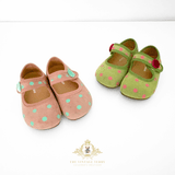 Girls Flats Children's Shoes Kids Shoes Mauve & Aqua Polkadots