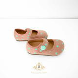 Girls Flats Children's Shoes Kids Shoes Mauve & Aqua Polkadots