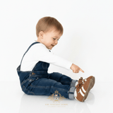 Boys Sneakers Children's Shoes Kicks Athletic Sports Stripes Brown & White