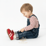 Boys Sneakers Children's Shoes Kicks Athletic Sports Stripes Red & White