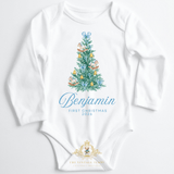 Custom Personalized Baby Onesie Baby's First Christmas 2026 Rocking Horse Tree