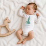 Custom Personalized Baby Onesie Baby's First Christmas 2026 Rocking Horse Tree