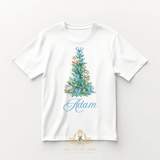Custom Personalized Kids Graphic Tees Rocking Horse Christmas Tree