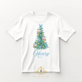 Custom Personalized Kids Graphic Tees Rocking Horse Christmas Tree