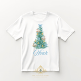 Custom Personalized Kids Graphic Tees Rocking Horse Christmas Tree