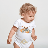 Custom Graphic Designed Baby Onesies The Vintage Teddy™ Fall Leaves & Pumpkins