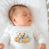 Custom Graphic Designed Baby Onesies The Vintage Teddy™ Fall Leaves & Pumpkins