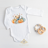 Custom Graphic Designed Baby Onesies The Vintage Teddy™ Fall Leaves & Pumpkins