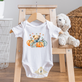 Custom Graphic Designed Baby Onesies The Vintage Teddy™ Fall Leaves & Pumpkins