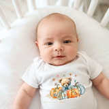 Custom Graphic Designed Baby Onesies The Vintage Teddy™ Fall Leaves & Pumpkins