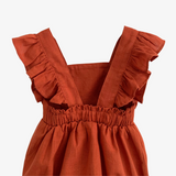 Girls Linen Romper Terra Cotta