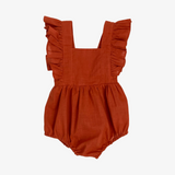 Girls Linen Romper Terra Cotta