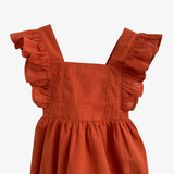 Girls Linen Romper Terra Cotta