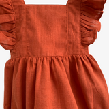 Girls Linen Romper Terra Cotta